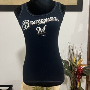 Genuine Merchandise Milwaukee Brewers MLB Women's Navy-Blue Tank Top Medium